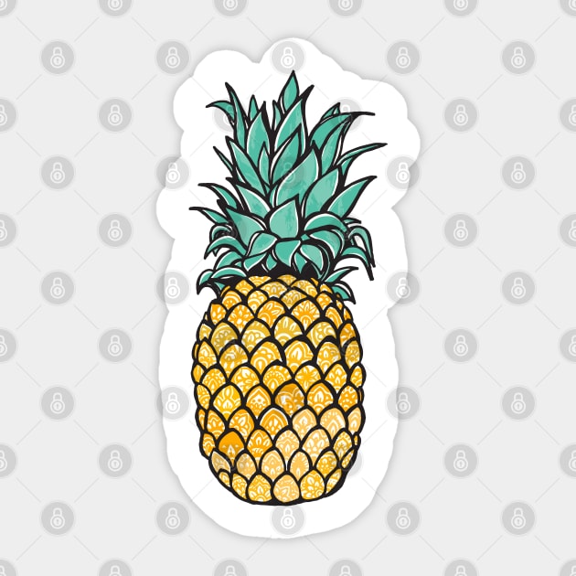 Yellow Mandala Pineapple Sticker by aterkaderk